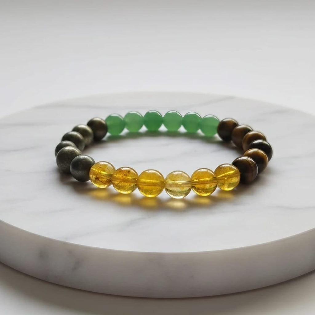 Bracelet en pierre naturelle porte-bonheur | Bijou en cristal certifié pour la prospérité et l'abondance