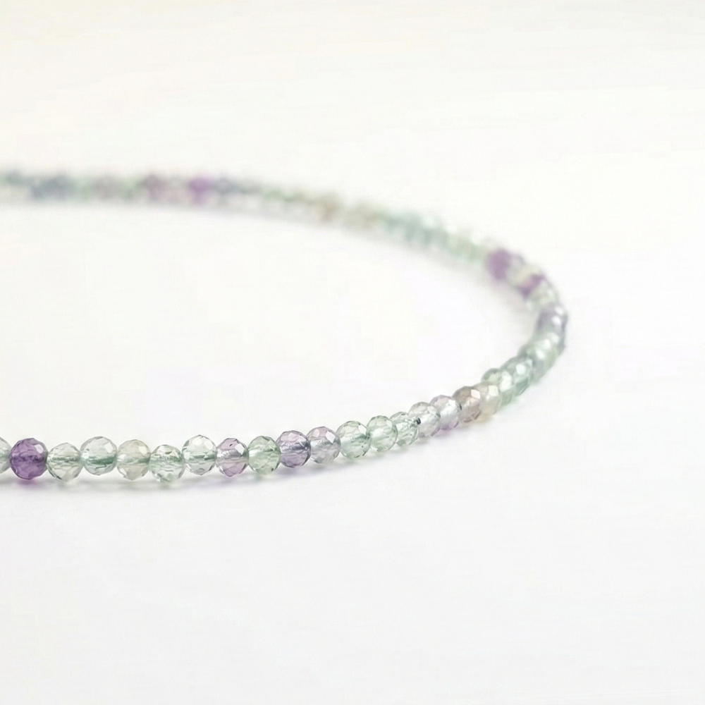 Multi Fluorite Natural Stone Anklet Certified Healing Crystal Jewelry