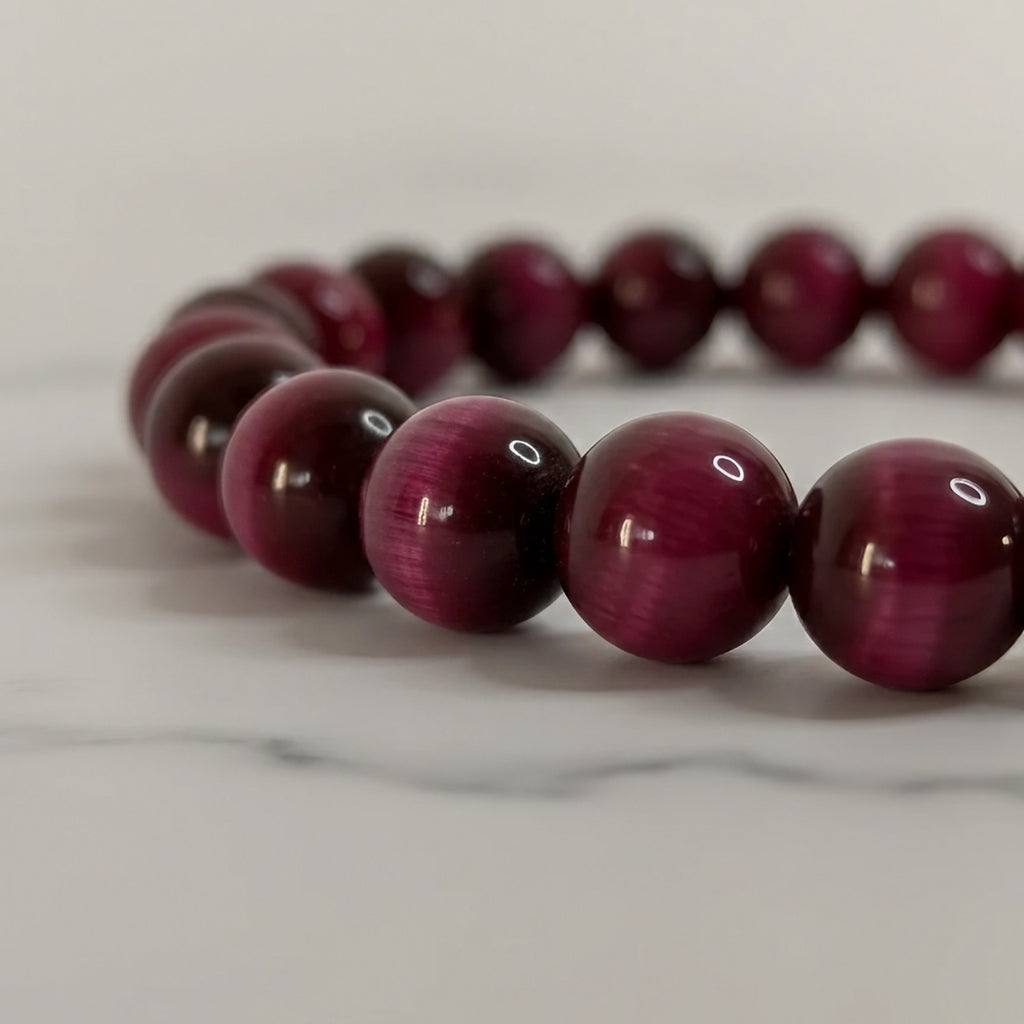 Pulsera de Piedra Natural Ojo de Tigre Rosa Joyería de Cristales Certificada de Sanación Rosa-Marrón