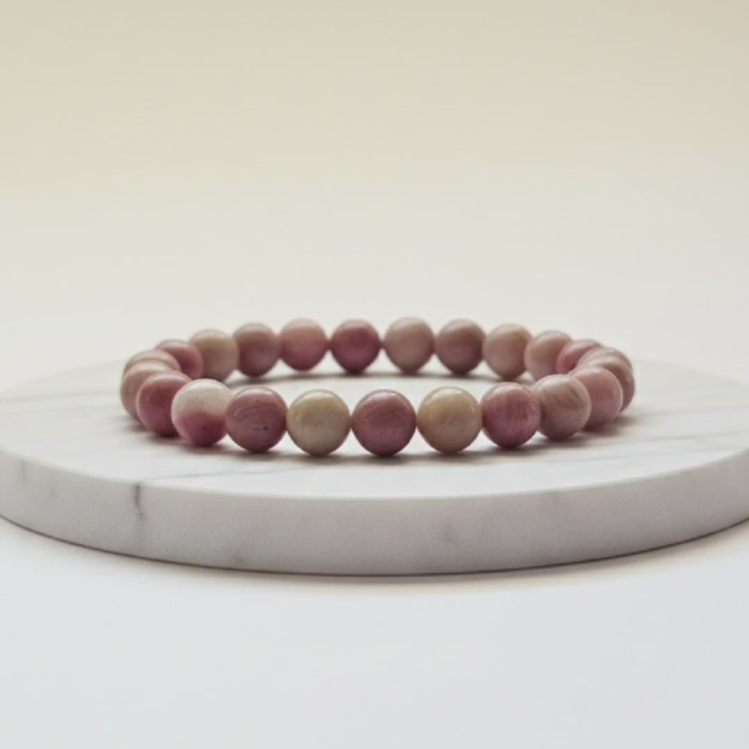 Rhodochrosite Natural Stone Bracelet | Certified Pink Healing Crystal Jewelry