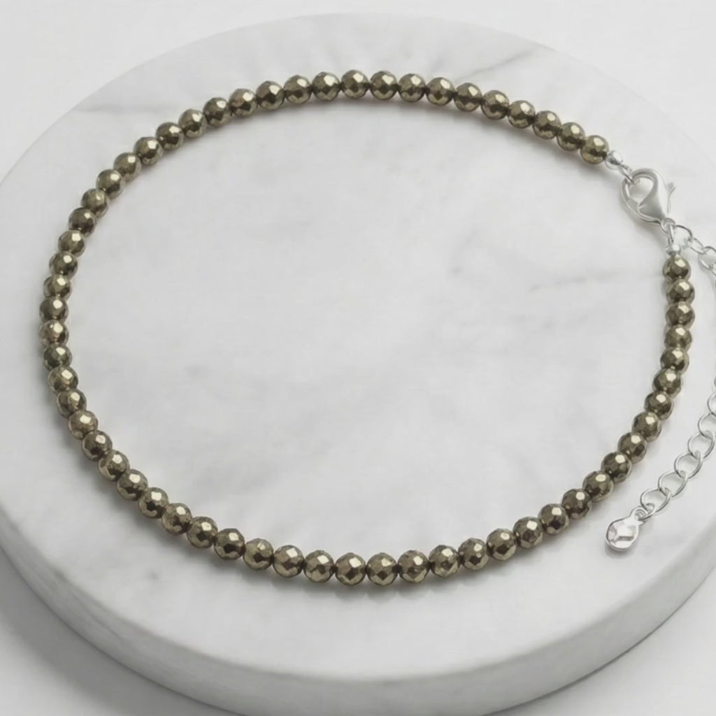 Pyrite Natural Stone Anklet | Certified Healing Crystal Jewelry