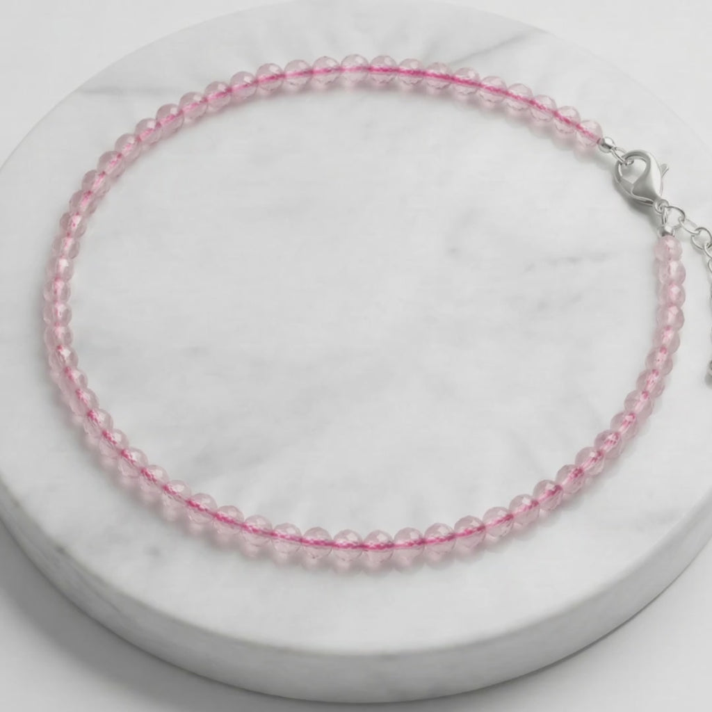 Rose Quartz Natural Stone Anklet | Certified Healing Crystal Jewelry