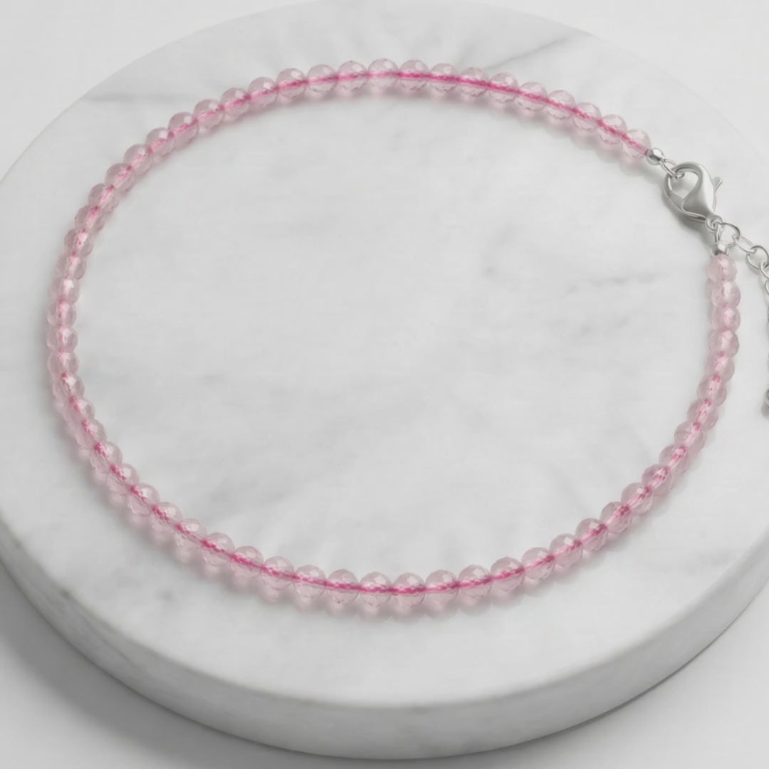 Rose Quartz Natural Stone Anklet | Certified Healing Crystal Jewelry