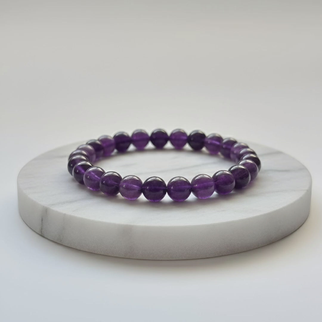 Amethyst Natural Stone Bracelet | Certified Purple Healing Crystal Jewelry