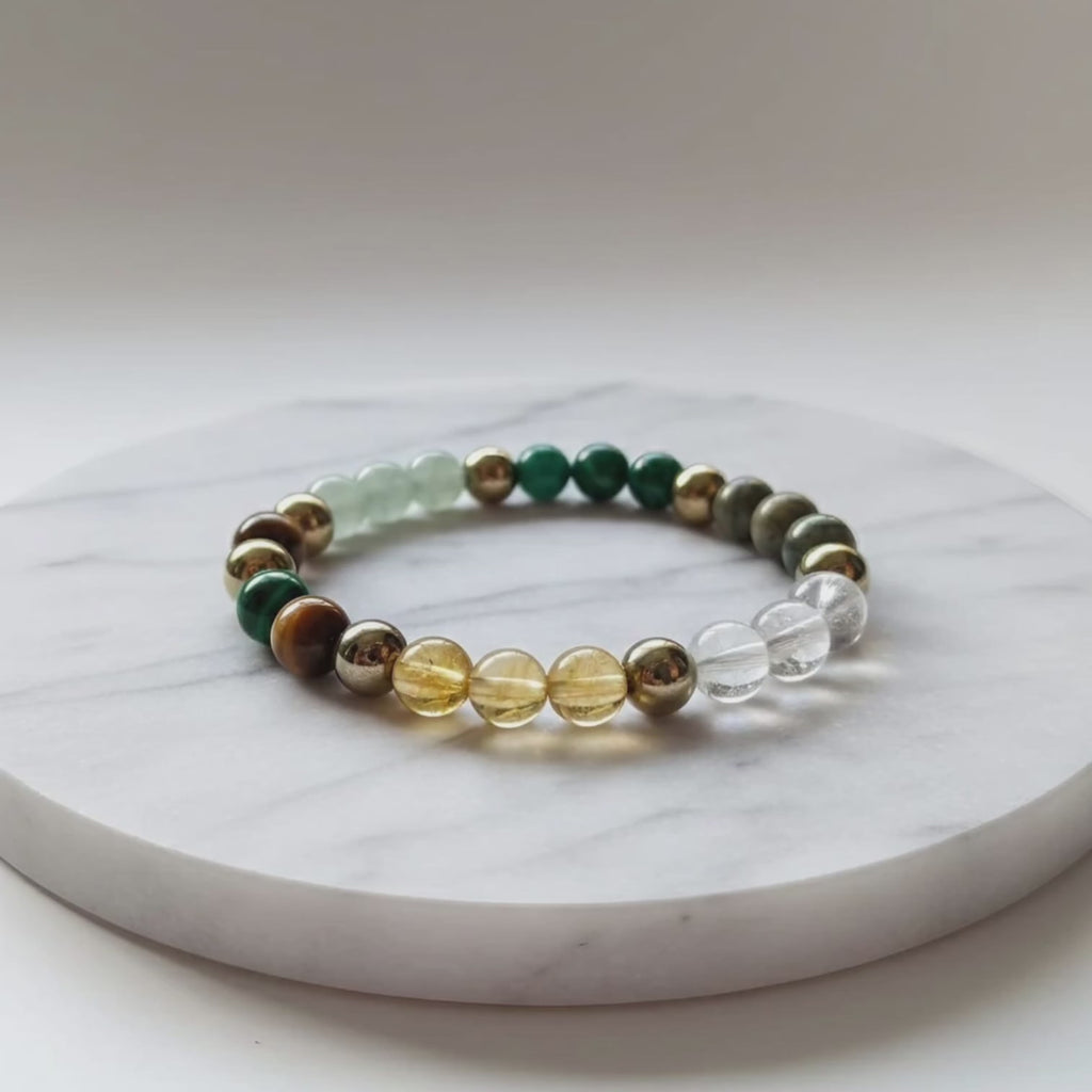 Bracelet en pierre naturelle Dhanyog | Bijou en cristal certifié, symbole de richesse et de prospérité