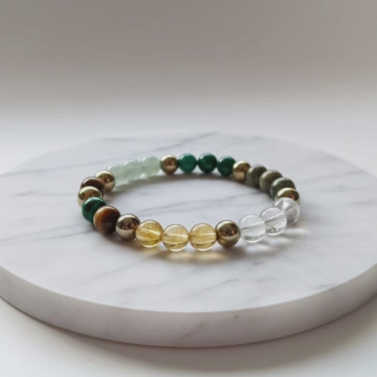 Bracelet en pierre naturelle Dhanyog | Bijou en cristal certifié, symbole de richesse et de prospérité