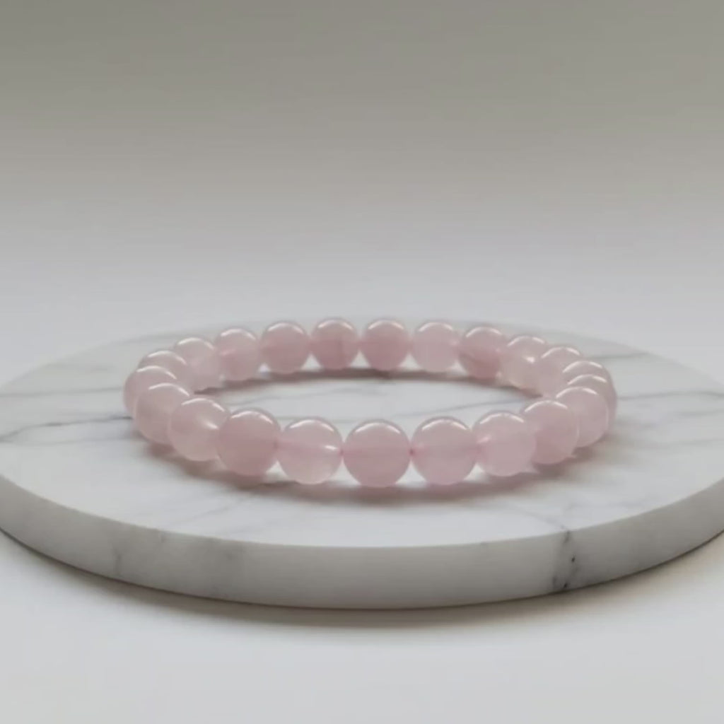 Rose Quartz Natural Stone Bracelet Certified Pink Healing Crystal Jewelry