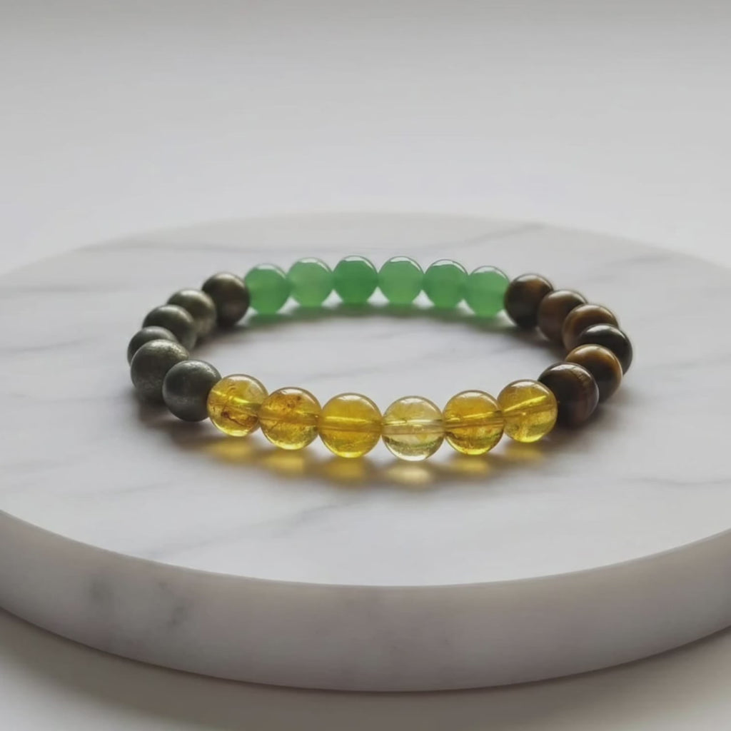 Bracelet en pierre naturelle porte-bonheur | Bijou en cristal certifié pour la prospérité et l'abondance