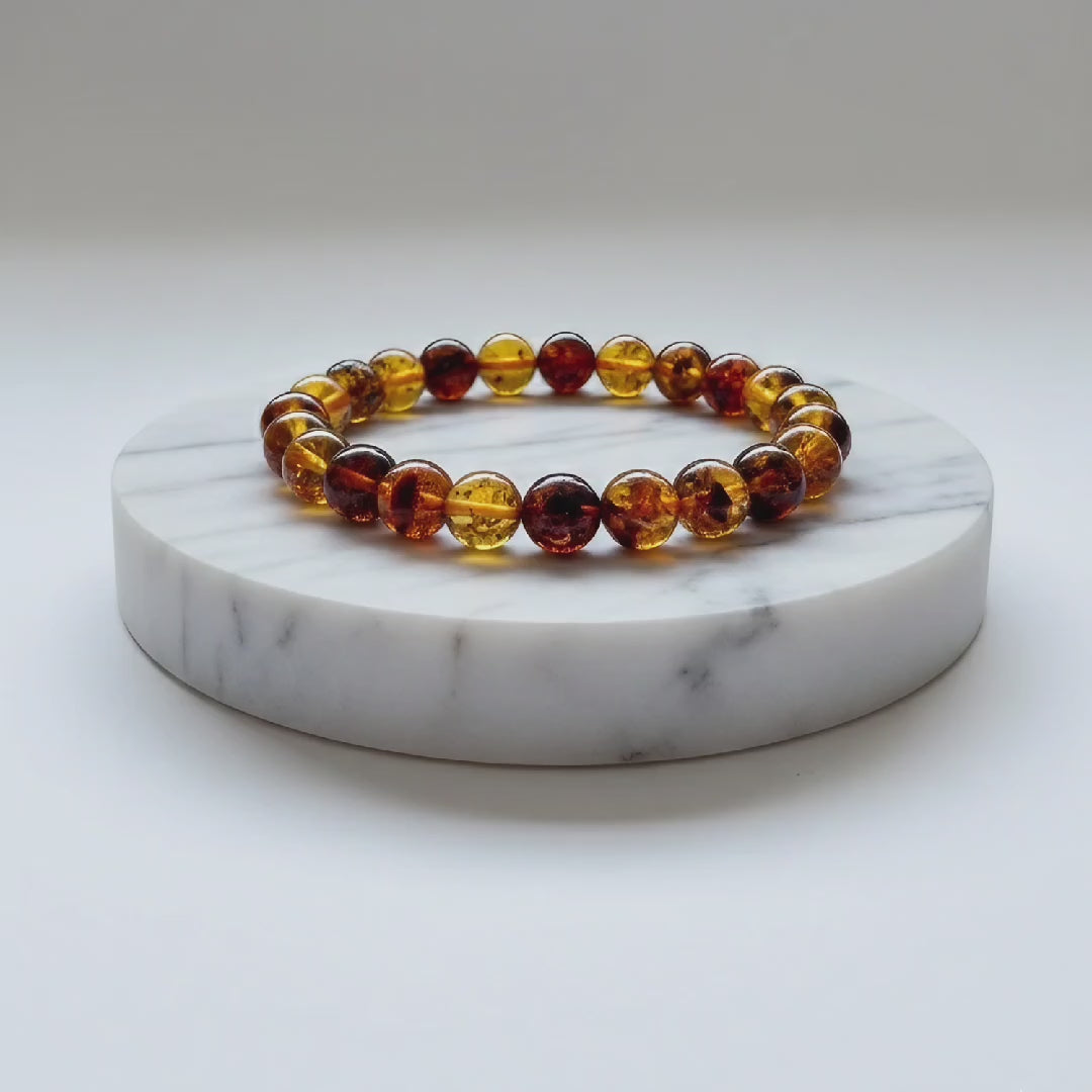 Amber Natural Stone Bracelet | Certified Healing Resin Jewelry