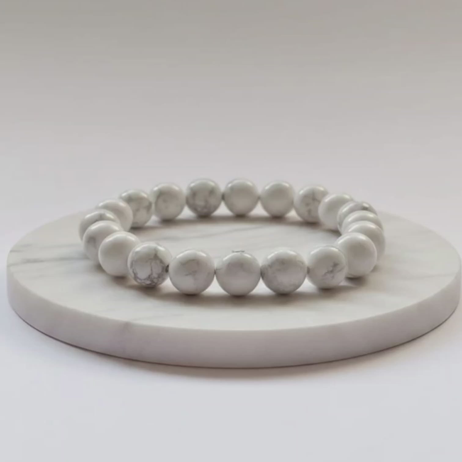 Howlite Natural Stone Bracelet | Certified White Calm & Stress Relief Crystal Jewelry