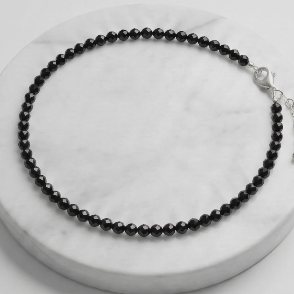 Black Tourmaline Natural Stone Anklet | Certified Healing Crystal Jewelry