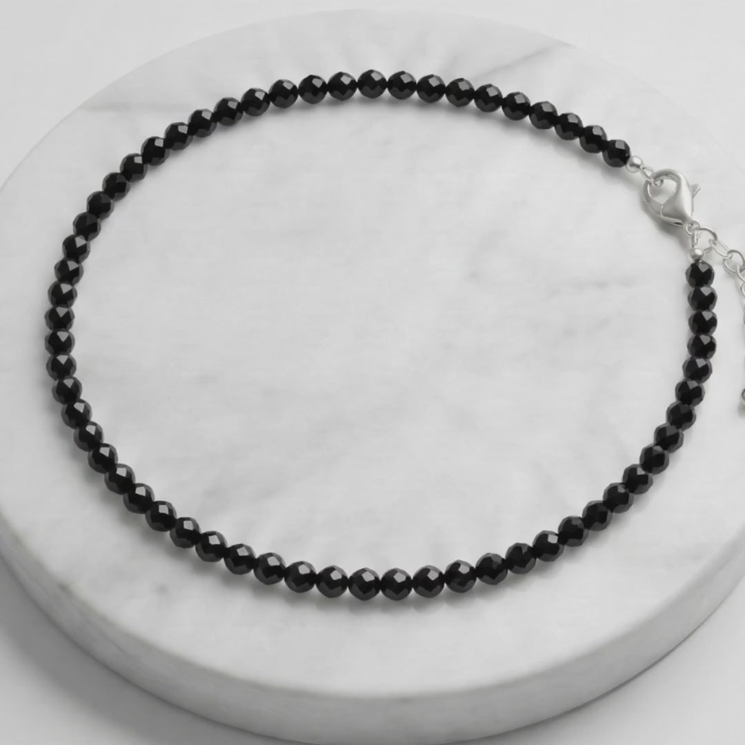 Black Tourmaline Natural Stone Anklet | Certified Healing Crystal Jewelry