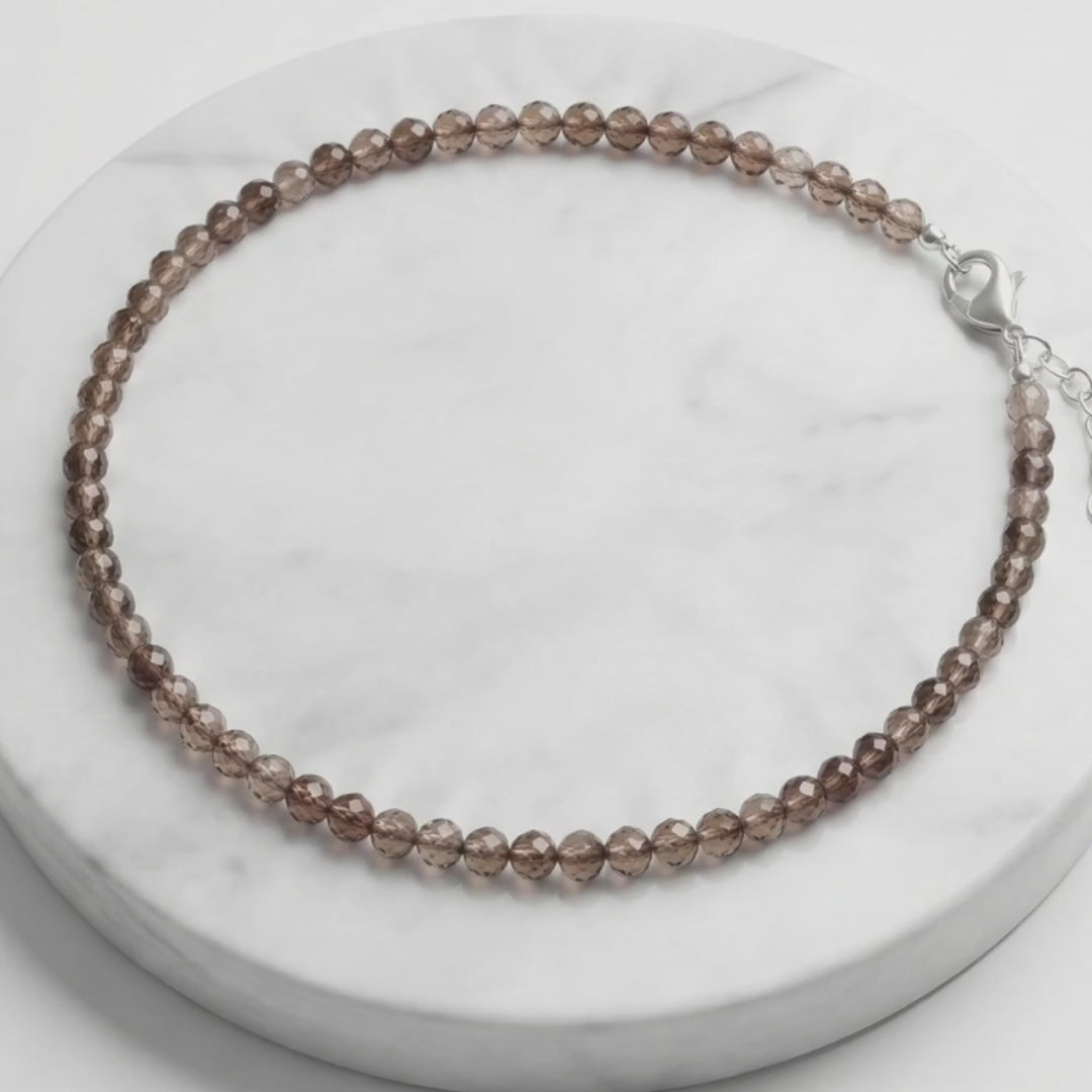 Hessonite (Gomed) Natural Stone Anklet Certified Healing Crystal Jewelry