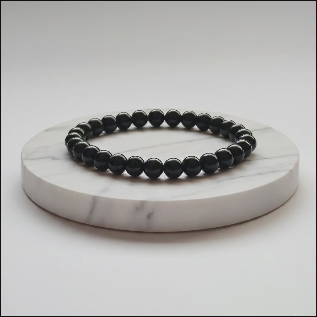 Black Tourmaline Natural Stone Bracelet | Certified Protective Crystal Jewelry