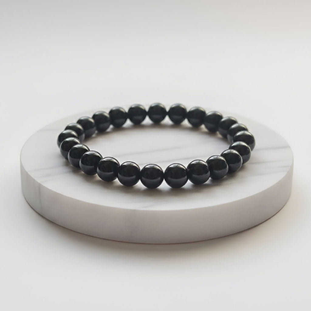 Black Tourmaline Natural Stone Bracelet | Certified Protective Crystal Jewelry