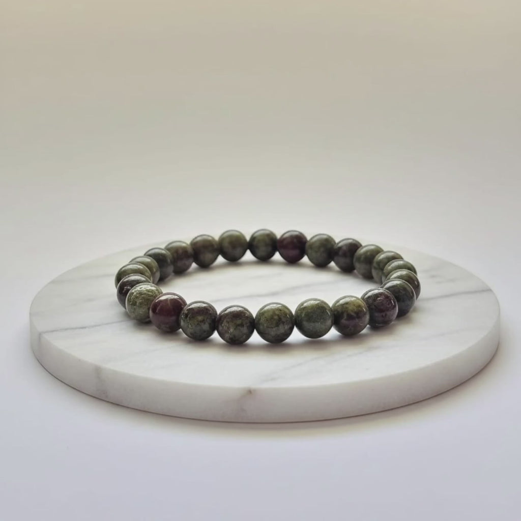 Bracelet en pierre naturelle de jaspe dragon | Bijou en cristal certifié pour la force et l'ancrage