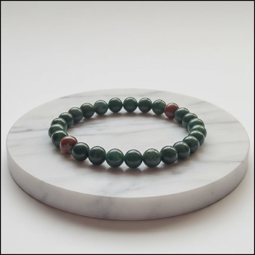 Bloodstone Natural Stone Bracelet | Certified Green Healing Crystal Jewelry
