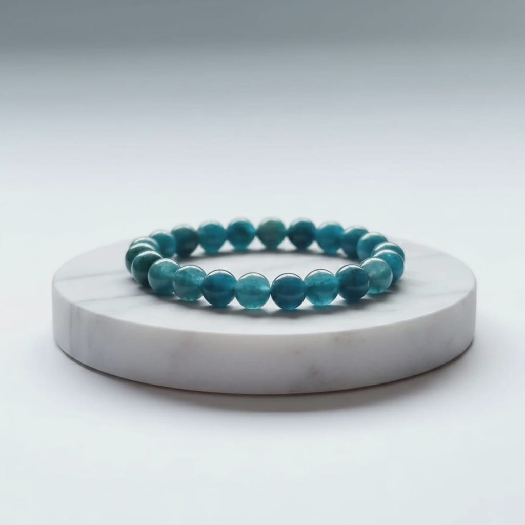 Apatite Natural Stone Bracelet | Certified Blue Healing Crystal Jewelry