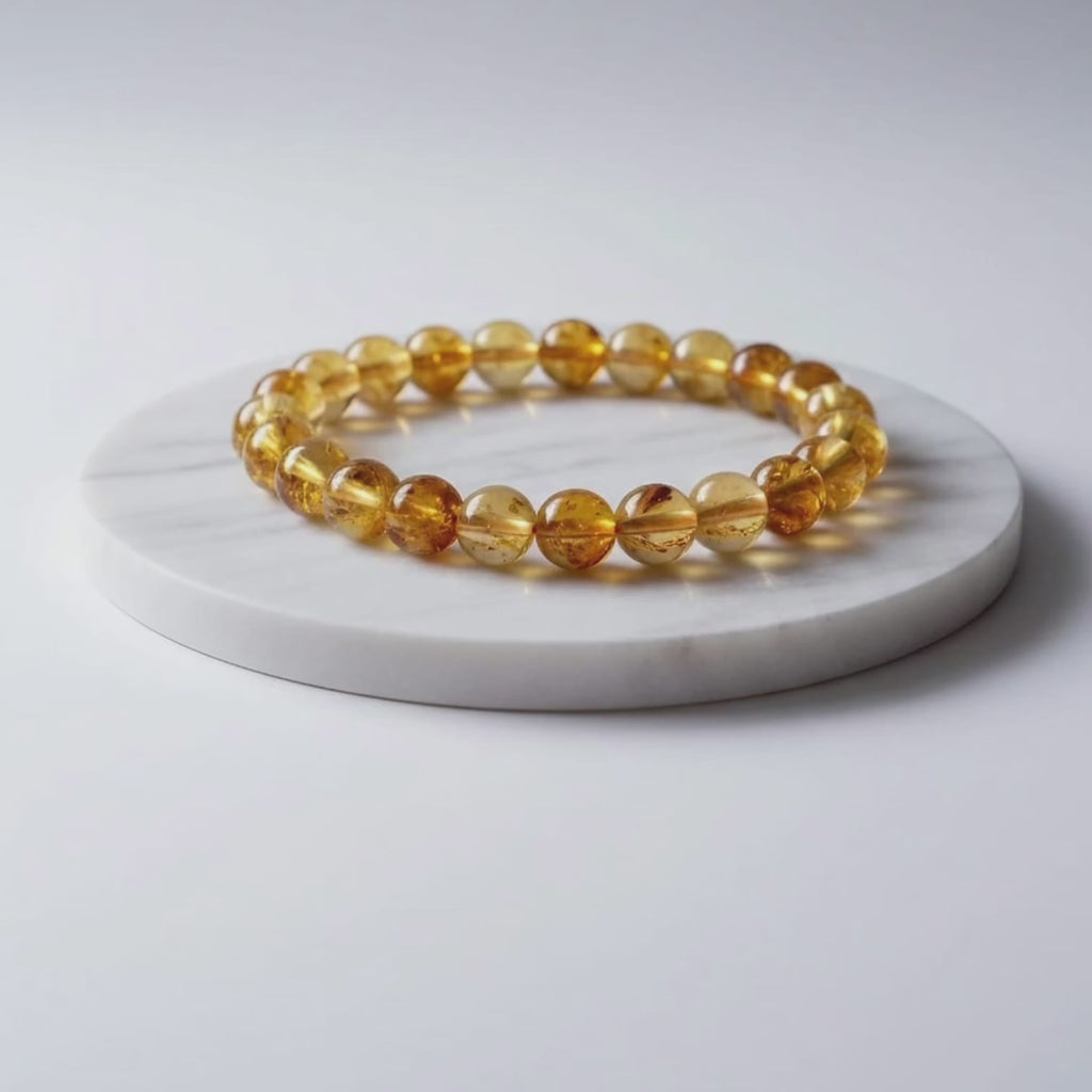 Heated Citrine Natural Stone Bracelet | Certified Energy Crystal Jewelry