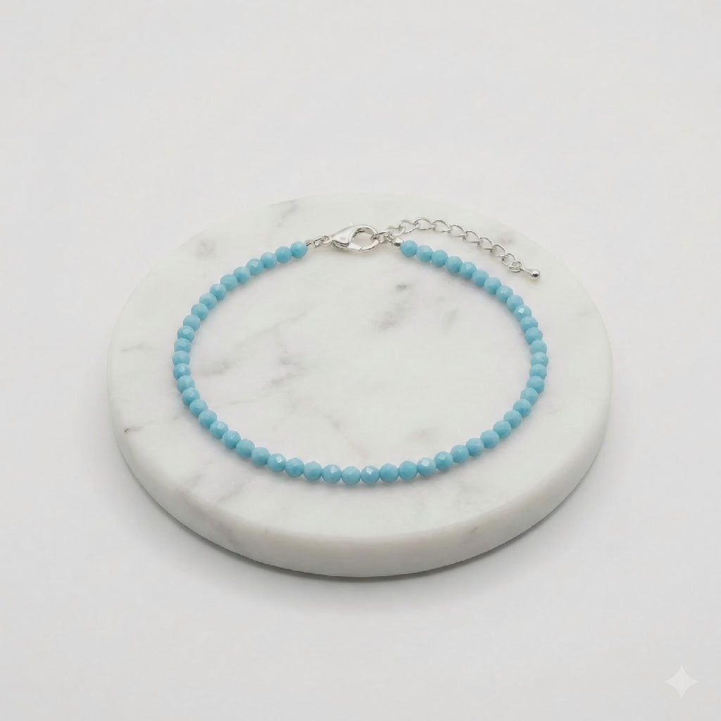 Firoza (Turquoise) Natural Stone Anklet | Certified Healing Crystal Jewelry