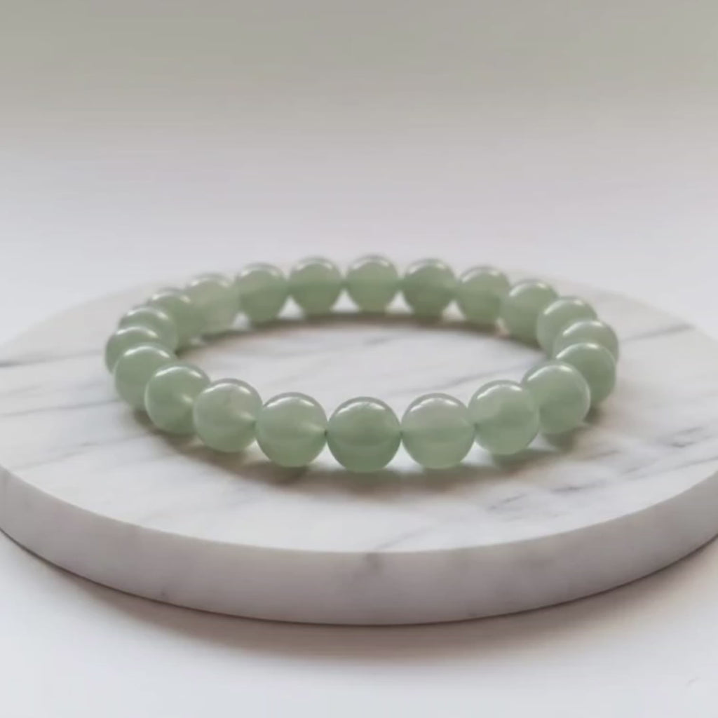 Bracelet en aventurine verte naturelle | Pierre porte-bonheur et de guérison du cœur certifiée