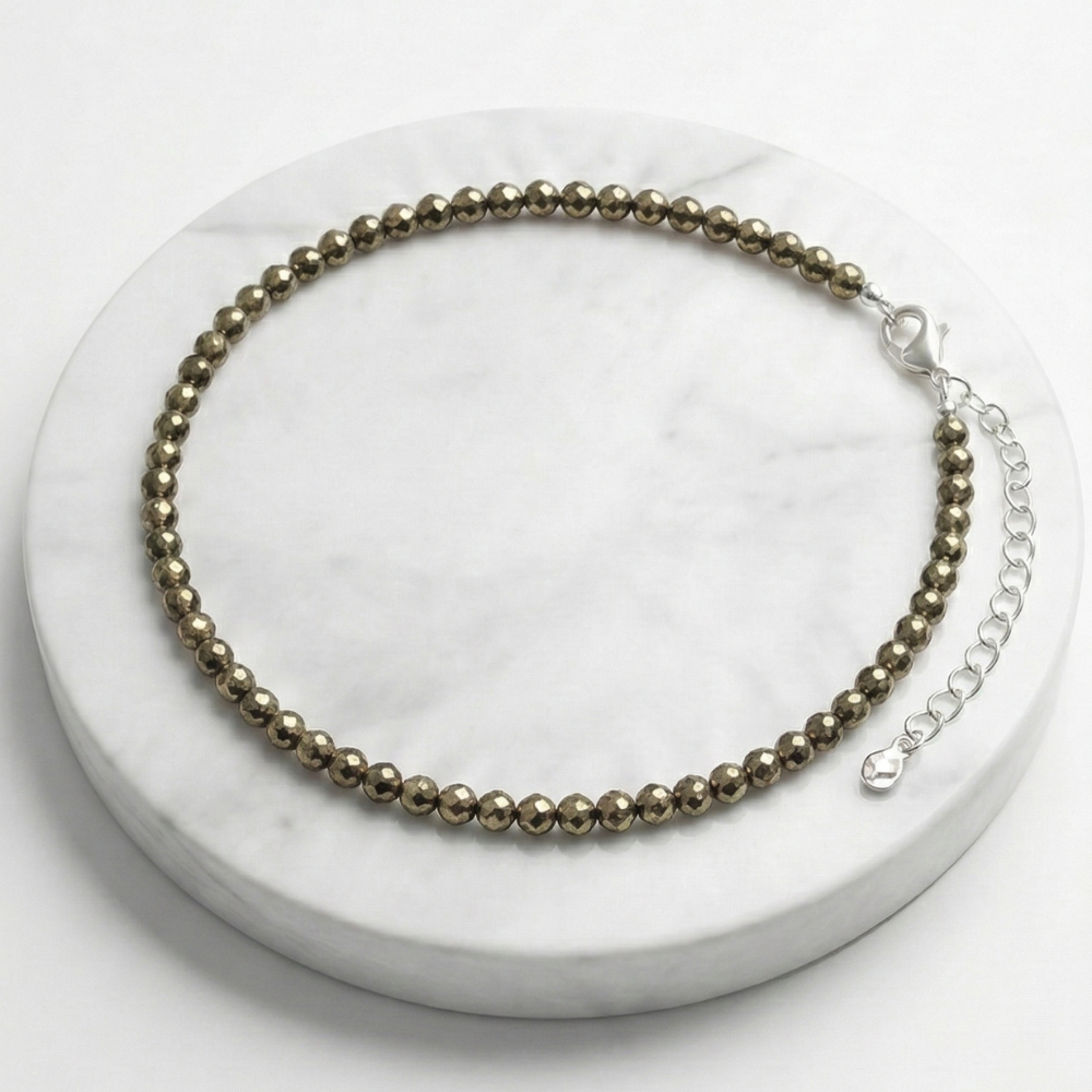Pyrite Natural Stone Anklet | Certified Healing Crystal Jewelry