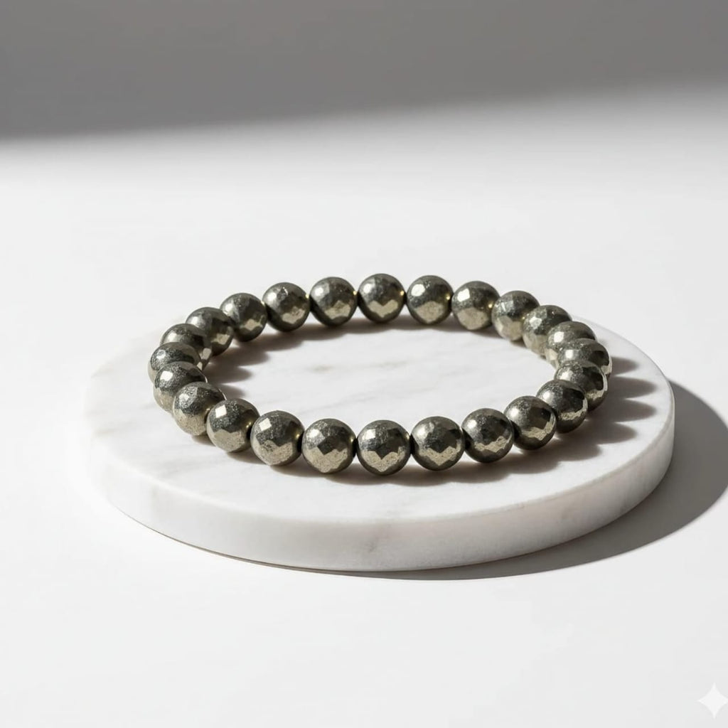 Pyrite Natural Stone Bracelet Certified Golden Healing Crystal Jewelry