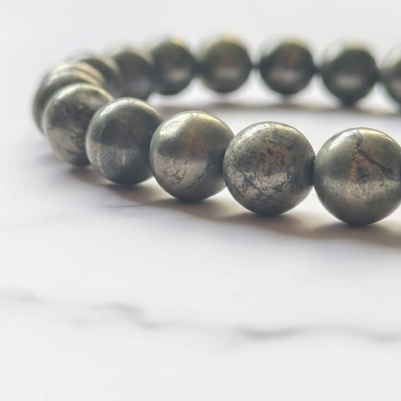 Pyrite Natural Stone Bracelet Certified Golden Healing Crystal Jewelry