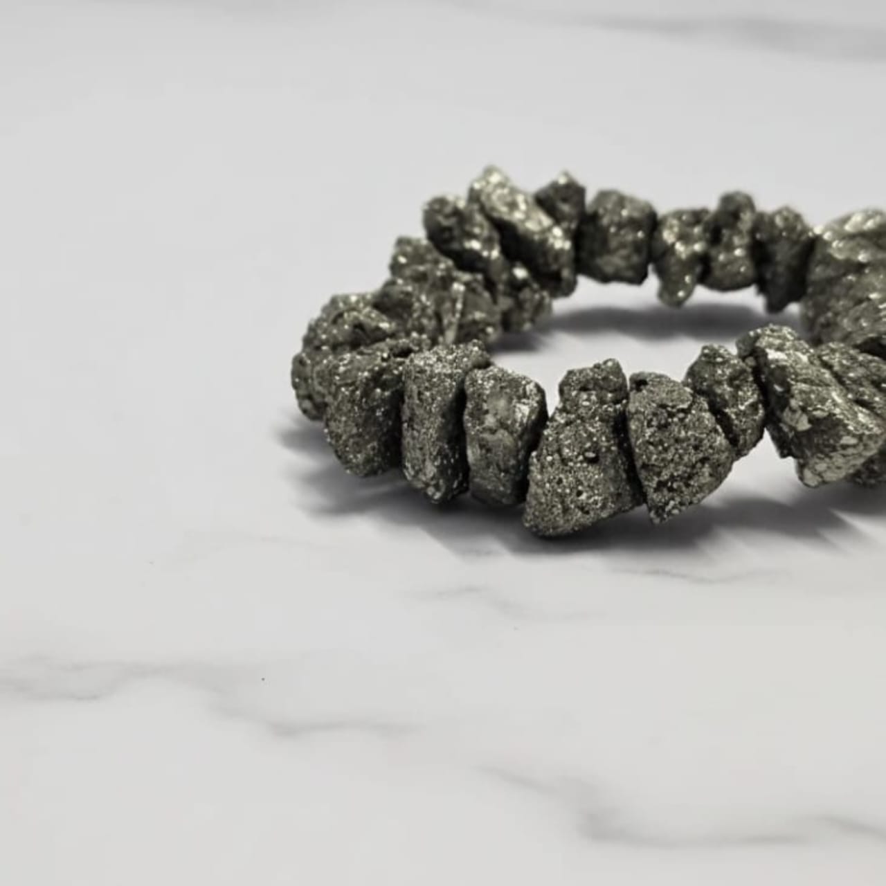 Raw Pyrite Natural Stone Bracelet Certified Golden Metallic Healing Crystal Jewelry