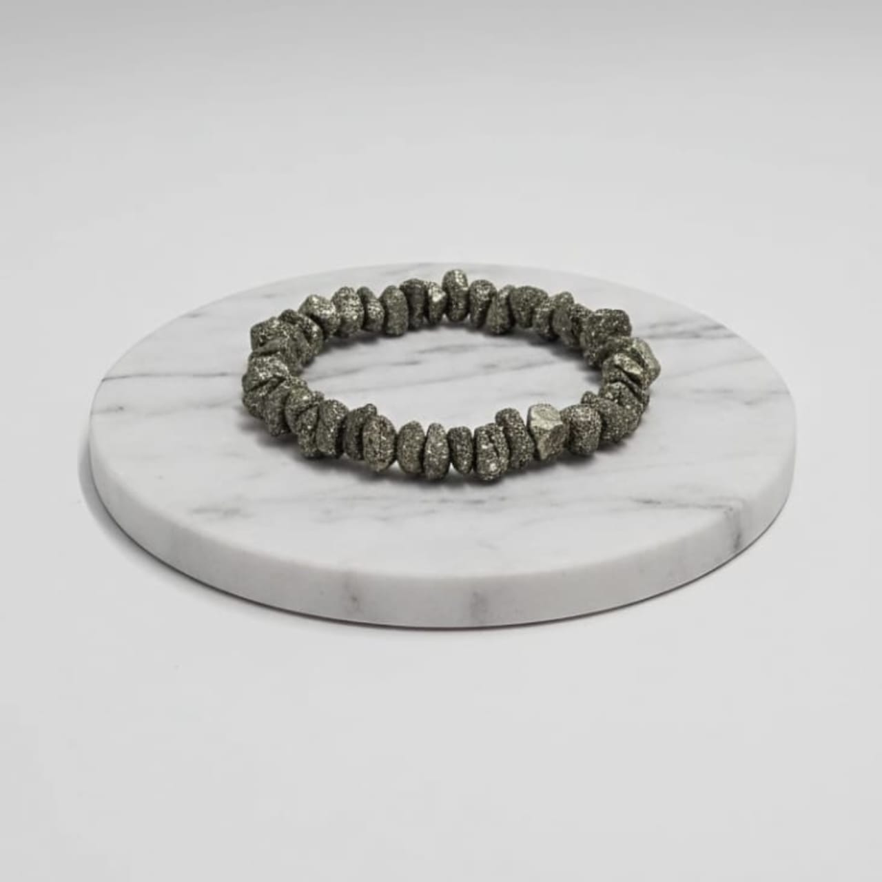 Raw Pyrite Natural Stone Bracelet Certified Golden Metallic Healing Crystal Jewelry