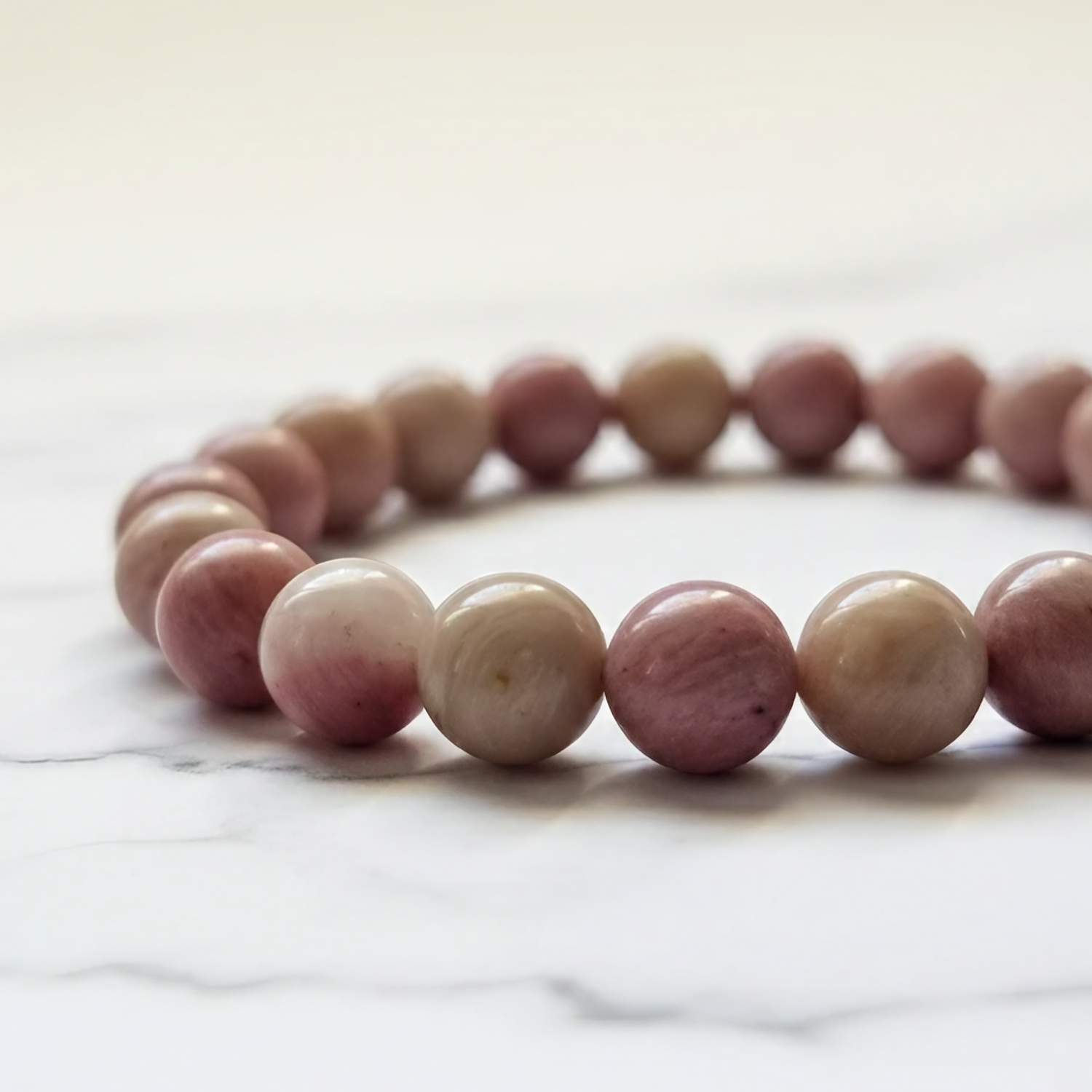 Rhodochrosite Natural Stone Bracelet | Certified Pink Healing Crystal Jewelry