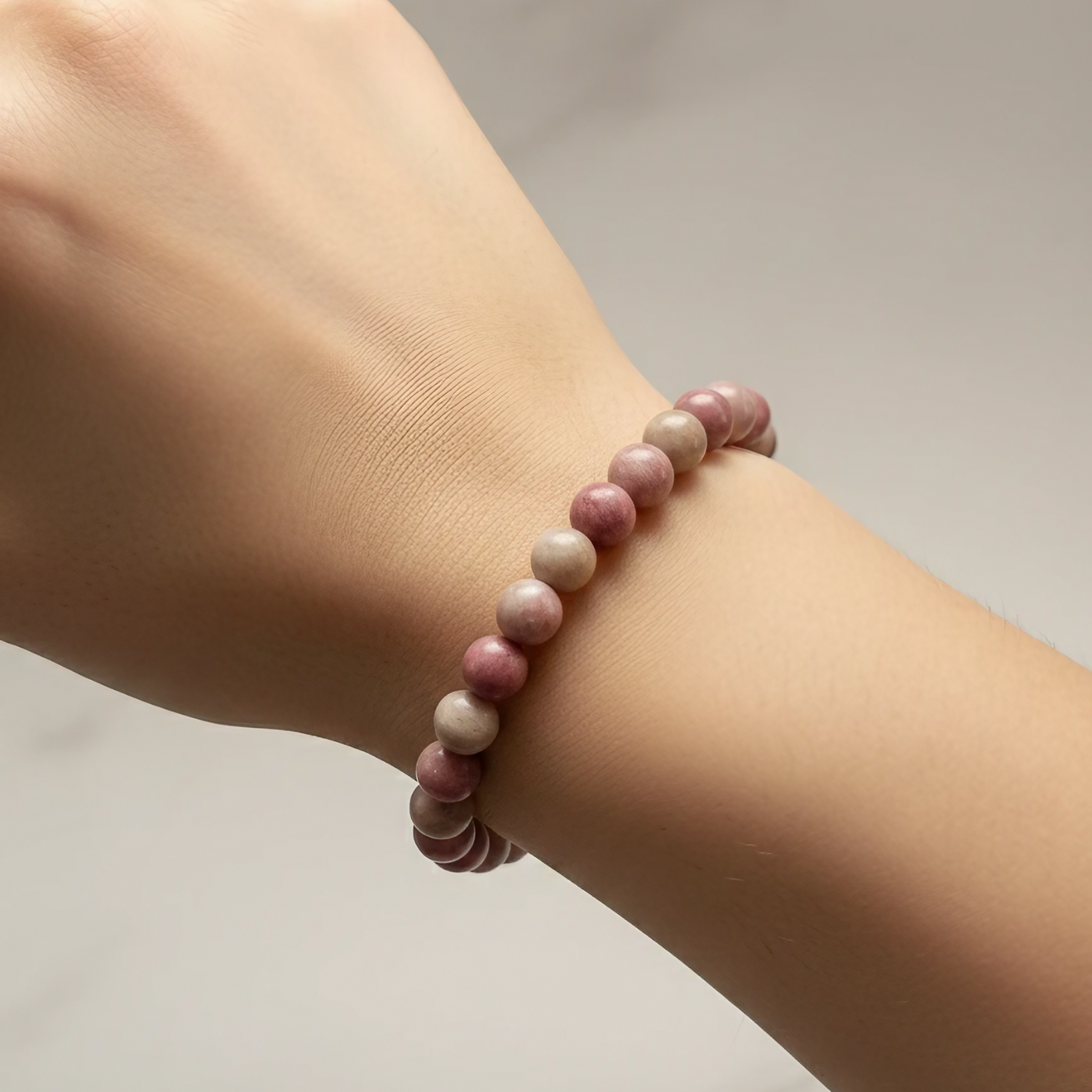 Rhodochrosite Natural Stone Bracelet | Certified Pink Healing Crystal Jewelry