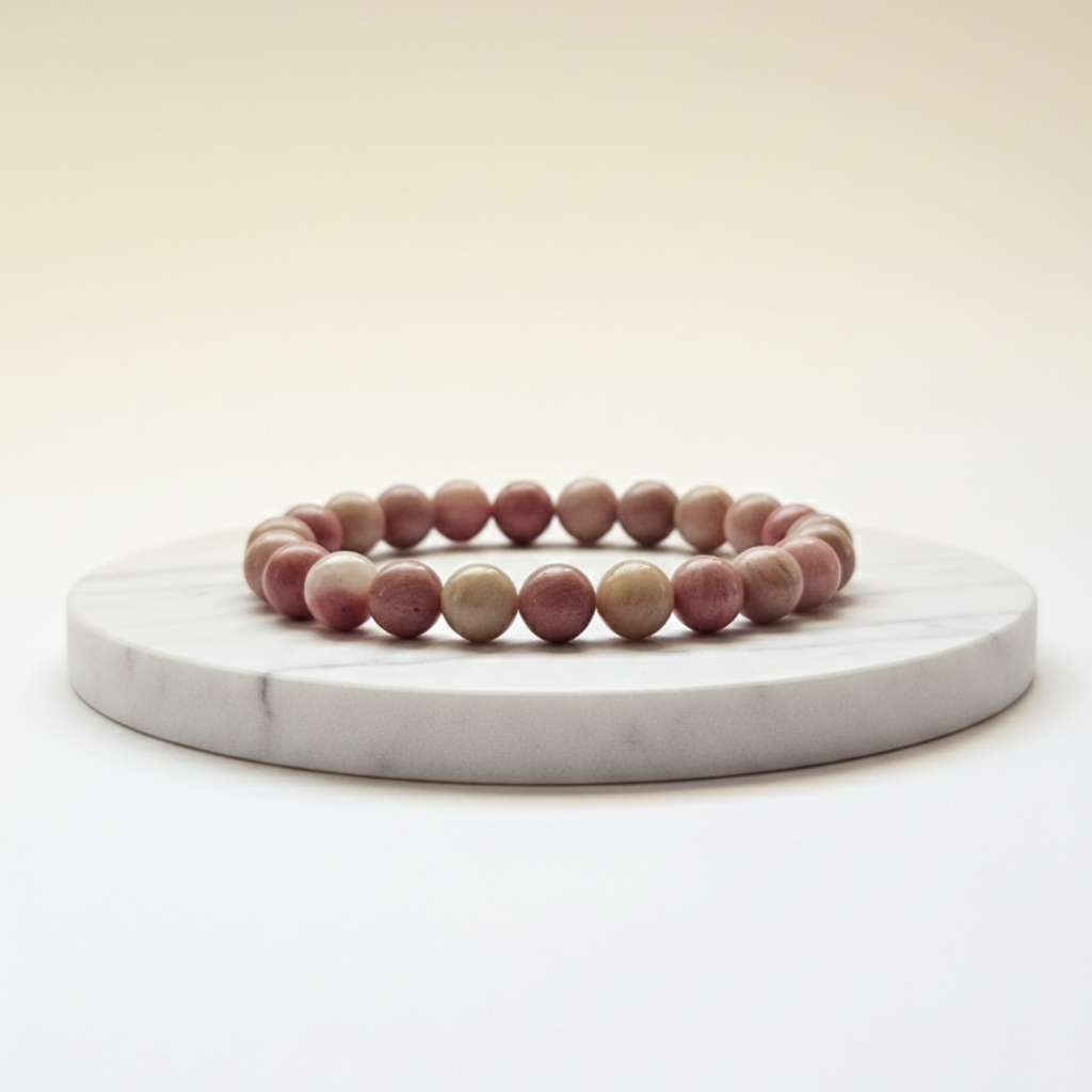 Bracelet en pierre naturelle de rhodochrosite | Bijou en cristal rose certifié aux vertus curatives