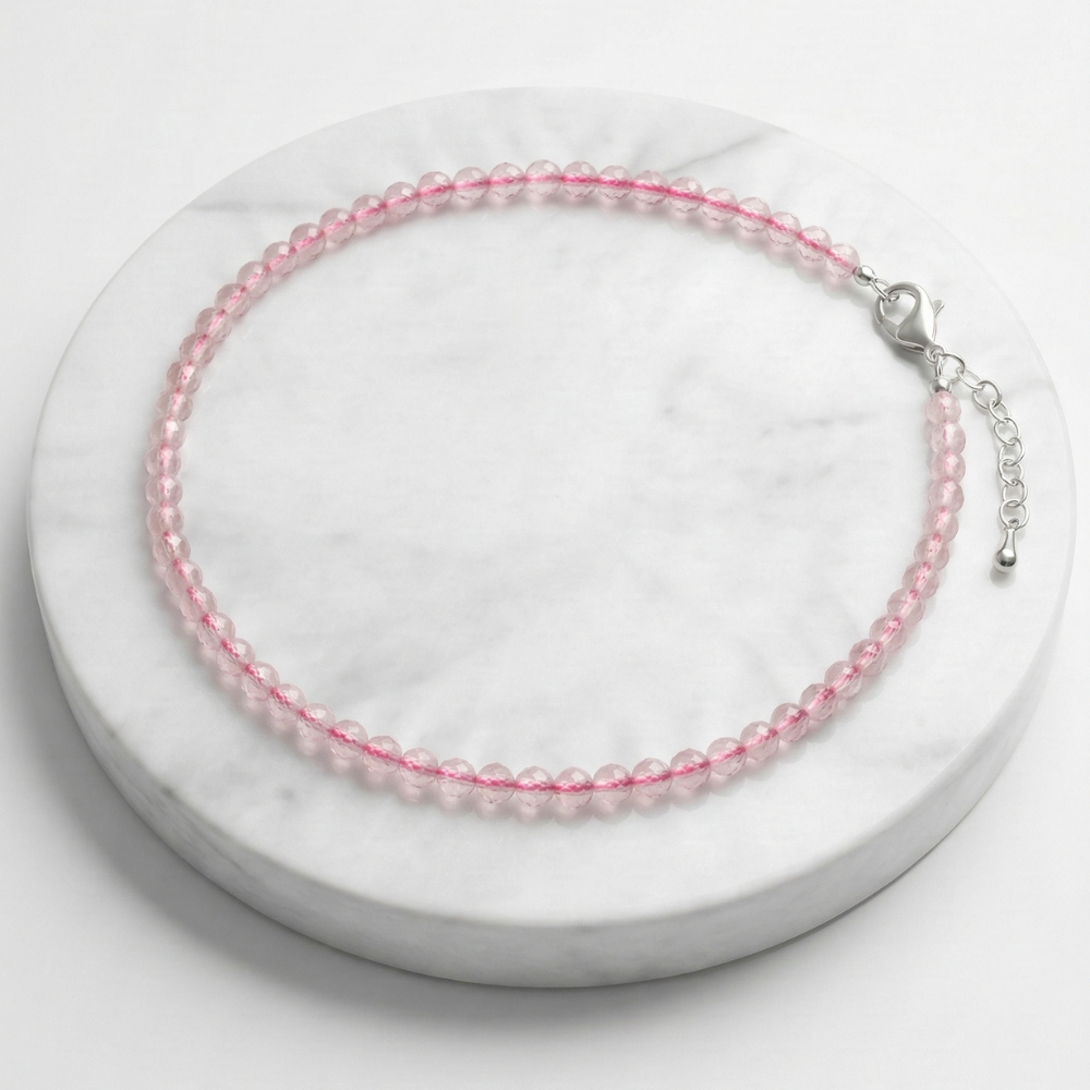 Rose Quartz Natural Stone Anklet | Certified Healing Crystal Jewelry