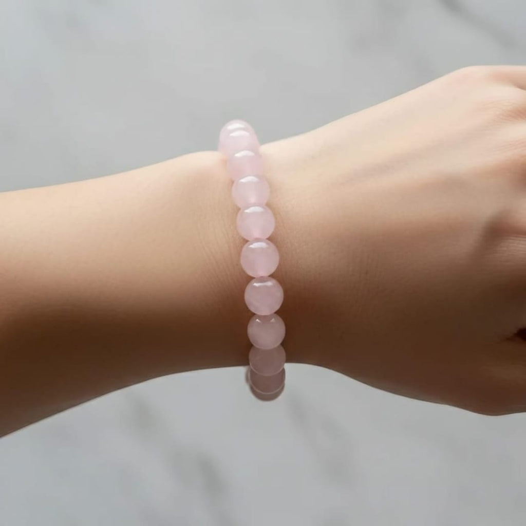 Rose Quartz Natural Stone Bracelet Certified Pink Healing Crystal Jewelry