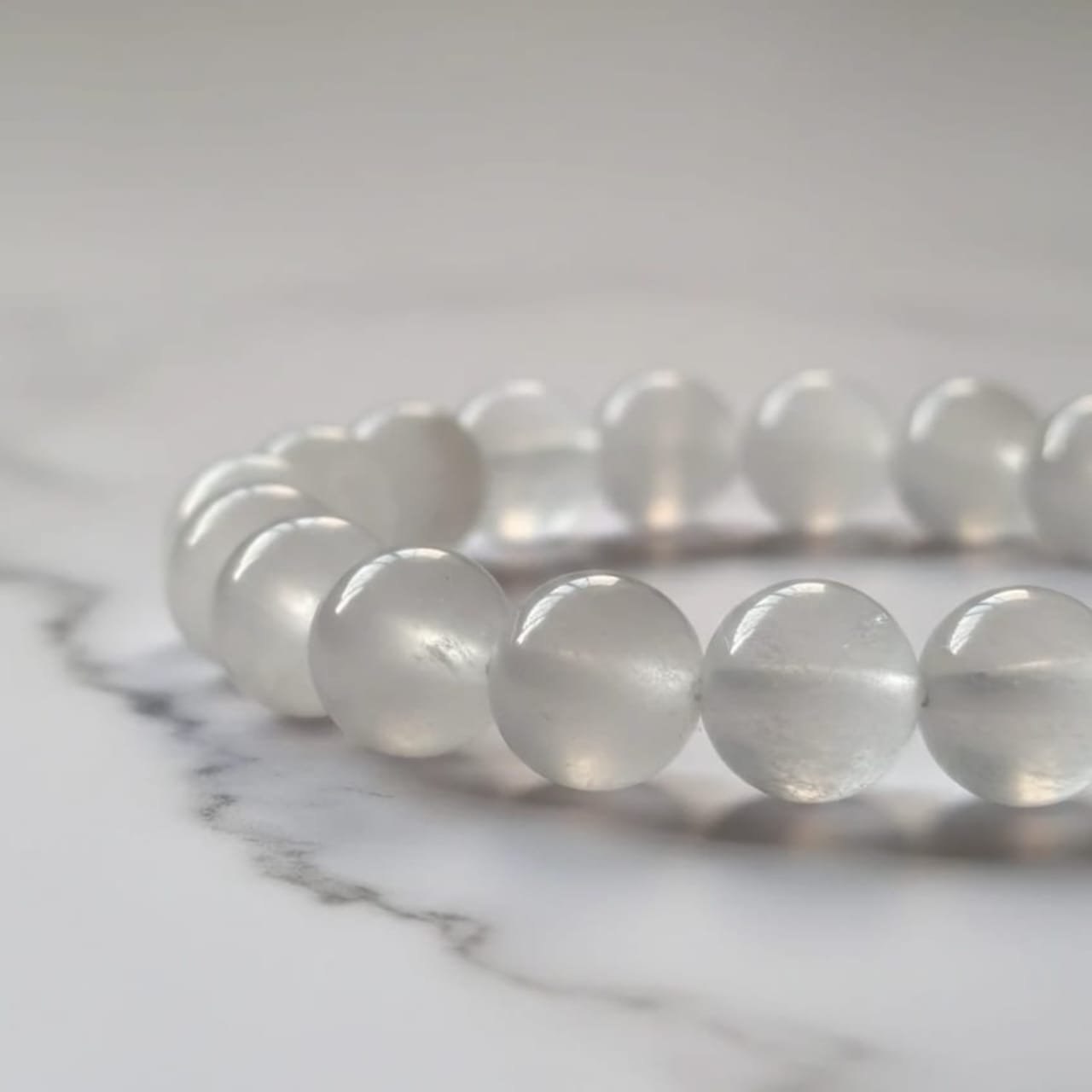 Selenite Natural Stone Bracelet Certified White Healing Crystal Jewelry