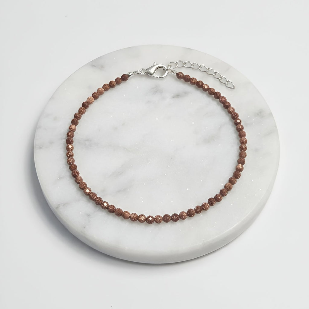 Sunstone Natural Stone Anklet Certified Healing Crystal Jewelry