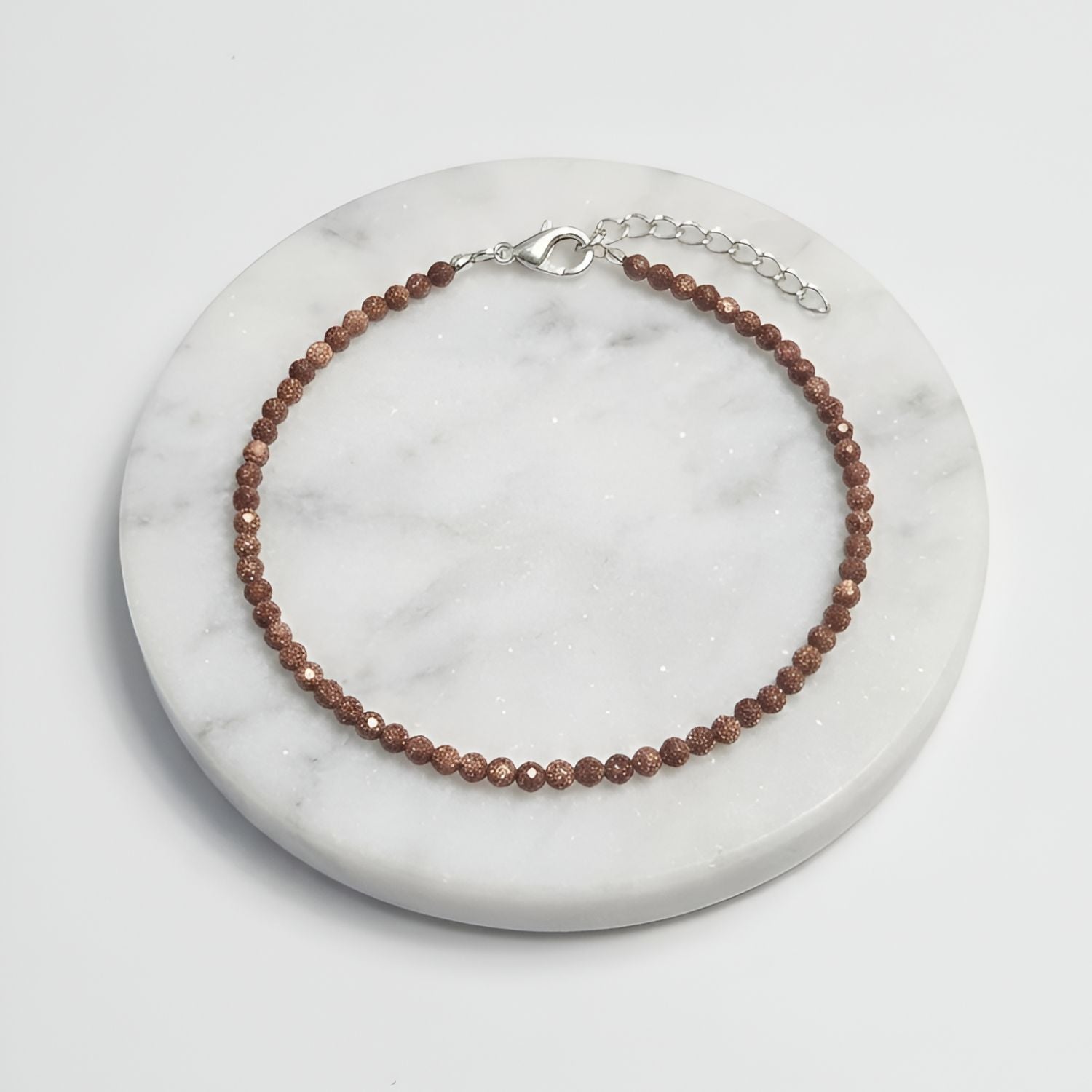 Sunstone Natural Stone Anklet Certified Healing Crystal Jewelry