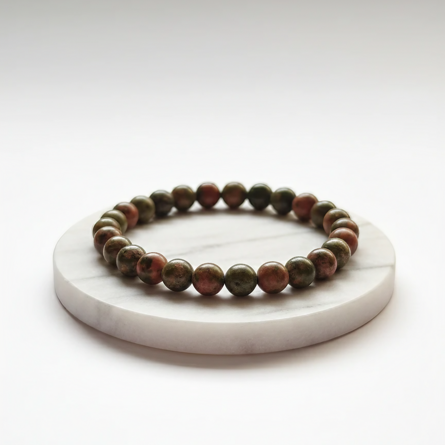 Unakite Natural Stone Bracelet Certified Green & Pink Healing Crystal Jewelry